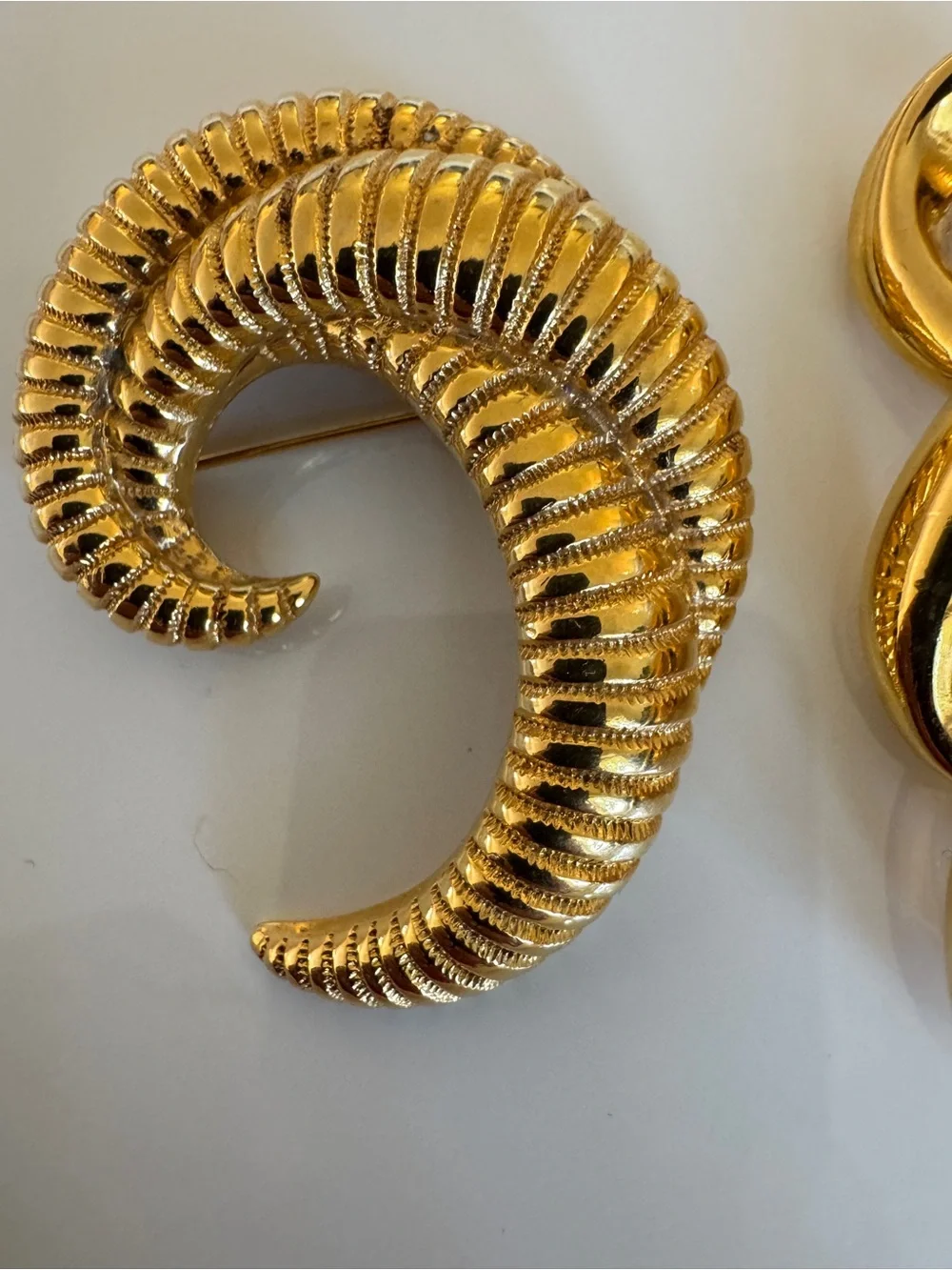 Monet Gold-Tone Spiral Brooch Trio - Sculptural Swirl Designs